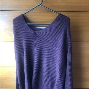 Purple red and black thread knit long sweater